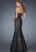 Picture of: Strapless Long Mermaid Gown with Polka Dot Lace in Black, Style: 20456, Back Picture