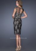 Picture of: Two Tones Lace Evening Dress with Lace Trim in Black, Style: 20465, Back Picture