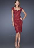 Picture of: Lace Evening Dress with Off the Shoulder Cap Sleeves in Red, Style: 20469, Main Picture