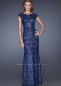 Picture of: Cap Sleeve Lace Evening Gown with High Scoop Neck in Blue, Style: 20471, Main Picture