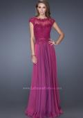 Picture of: Cap Sleeve Chiffon Evening Dress with Lace Accents in Pink, Style: 20476, Main Picture