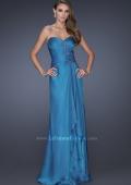 Picture of: Sweetheart Evening Gown with Gathered Bodice and Lace in Blue, Style: 20479, Detail Picture 2