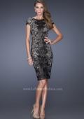 Picture of: Two Tones Lace Evening Dress with High Scoop Neckline in Black, Style: 20485, Main Picture