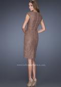 Picture of: Long Pleated Lace Evening Dress with Thin Belt in Brown, Style: 20501, Back Picture