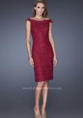 Picture of: Off the Shoulder Lace Gown with Slit in Red, Style: 20512, Detail Picture 1