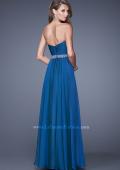 Picture of: Long Chiffon Dress with Ruched Detail and Embellishments in Blue, Style: 20527, Back Picture