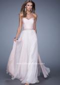Picture of: Long Chiffon Dress with Ruched Detail and Embellishments in Pink, Style: 20527, Detail Picture 3