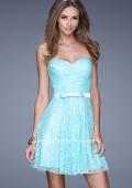 Picture of: Short Dress with Gathered Bodice and Sweetheart Neck in Blue, Style: 20531, Detail Picture 1