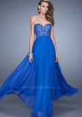 Picture of: Long Prom Gown with Jeweled Lace Appliques and Beads in Blue, Style: 20534, Main Picture