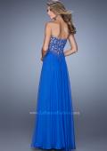 Picture of: Long Prom Gown with Jeweled Lace Appliques and Beads in Blue, Style: 20534, Back Picture