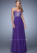 Picture of: Long Prom Gown with Jeweled Lace Appliques and Beads in Purple, Style: 20534, Detail Picture 1