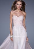 Picture of: Long Chiffon Prom Dress with Beaded Lace Appliques in Pink, Style: 20535, Detail Picture 1