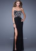 Picture of: Long Jersey Prom Dress with Sequined Lace Appliques in Black, Style: 20536, Main Picture