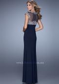 Picture of: Elegant Prom Dress with Intricately Beaded Bodice in Blue, Style: 20537, Back Picture