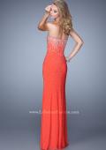 Picture of: Jersey Prom Dress Encrusted in Iridescent Jewels in Orange, Style: 20538, Back Picture