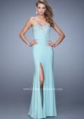 Picture of: Jersey Prom Dress Encrusted in Iridescent Jewels in Blue, Style: 20538, Detail Picture 2