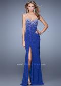 Picture of: Jersey Prom Dress Encrusted in Iridescent Jewels in Blue, Style: 20538, Detail Picture 3