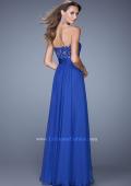 Picture of: Long Chiffon Dress with Tiered Skirt and Jeweled Lace in Blue, Style: 20557, Back Picture