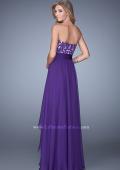 Picture of: Long Chiffon Dress with Tiered Skirt and Jeweled Lace in Purple, Style: 20557, Detail Picture 4