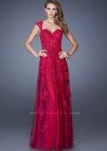 Picture of: Tulle Prom Dress with Lace Applique and Cap Sleeves in Pink, Style: 20558, Main Picture