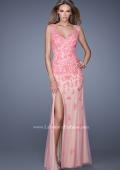 Picture of: Nude Jersey Prom Dress with Colored Tulle Overlay in Pink, Style: 20569, Main Picture