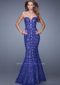 Picture of: Lace Mermaid Gown with Scalloped Lace Trim in Blue, Style: 20570, Detail Picture 2