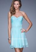 Picture of: Strapless Short Chiffon Dress with Front Gathering in Blue, Style: 20573, Main Picture