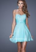 Picture of: Lace and Chiffon Prom Dress with Shimmery Lace Detail in Blue, Style: 20574, Main Picture