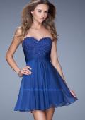 Picture of: Lace and Chiffon Prom Dress with Shimmery Lace Detail in Blue, Style: 20574, Detail Picture 1