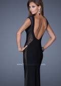 Picture of: Long Evening Dress with Cap Sleeves and Open Back in Black, Style: 20579, Back Picture