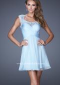 Picture of: Short Chiffon Prom Dress with Criss Cross Bodice in Blue, Style: 20581, Main Picture