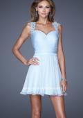 Picture of: Prom Dress with Gathered Bodice and Lace Open Back in Blue, Style: 20590, Main Picture