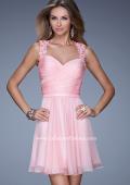 Picture of: Prom Dress with Gathered Bodice and Lace Open Back in Pink, Style: 20590, Detail Picture 1