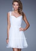 Picture of: Prom Dress with Gathered Bodice and Lace Open Back in White, Style: 20590, Detail Picture 2