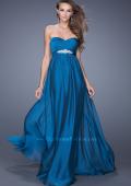 Picture of: Empire Waist Prom Gown with Gathered Bodice and Beads in Blue, Style: 20625, Detail Picture 1