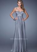 Picture of: Empire Waist Prom Gown with Gathered Bodice and Beads in Silver, Style: 20625, Detail Picture 2