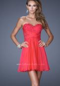 Picture of: Criss Cross Bodice Long Prom Dress with Lace in Pink, Style: 20632, Main Picture