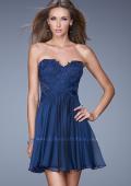 Picture of: Criss Cross Bodice Long Prom Dress with Lace in Blue, Style: 20632, Detail Picture 1