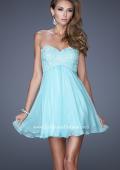 Picture of: Open Back Strapless Long Prom Gown with Lace Bodice in Blue, Style: 20633, Main Picture