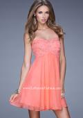 Picture of: Open Back Strapless Long Prom Gown with Lace Bodice in Orange, Style: 20633, Detail Picture 1