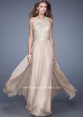 Picture of: Halter Jeweled Lace Chiffon Long Prom Dress in Nude, Style: 20638, Detail Picture 2