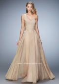 Picture of: Long One Shoulder Prom Gown with Criss Cross Bodice in Nude, Style: 20639, Detail Picture 1
