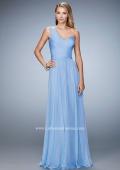 Picture of: Long One Shoulder Prom Gown with Criss Cross Bodice in Blue, Style: 20639, Detail Picture 2