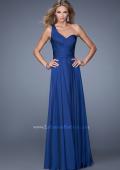 Picture of: Long One Shoulder Prom Gown with Criss Cross Bodice in Blue, Style: 20639, Detail Picture 3