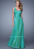 Picture of: Long One Shoulder Prom Gown with Criss Cross Bodice in Green, Style: 20639, Detail Picture 5