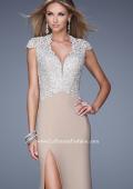 Picture of: Sheer Cap Sleeve Long Jersey Prom Dress with Details in Nude, Style: 20648, Detail Picture 4