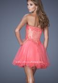 Picture of: Strapless Sweetheart Tulle Prom Dress with Lace Bodice in Pink, Style: 20656, Back Picture