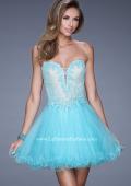 Picture of: Strapless Sweetheart Tulle Prom Dress with Lace Bodice in Blue, Style: 20656, Detail Picture 1
