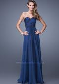 Picture of: Chiffon Gown with Criss Cross Ruched Bodice and Beads in Blue, Style: 20658, Main Picture