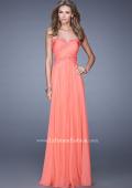 Picture of: Chiffon Gown with Criss Cross Ruched Bodice and Beads in Peach, Style: 20658, Detail Picture 1